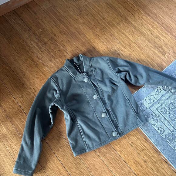 Women's Large Jacket Grey Wool Vintage Western Bomber Jacket - Picture 1 of 3